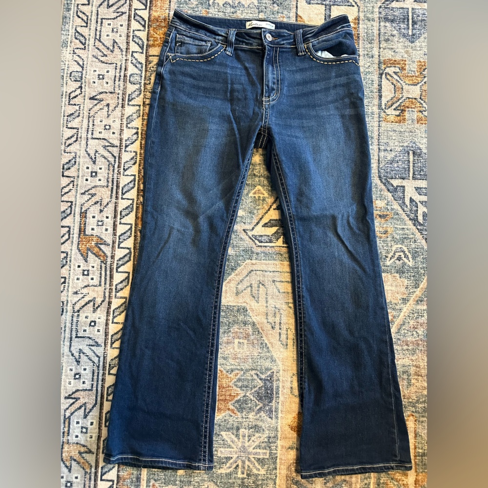 KanCan Dark Mid Rise Boot Cut Jeans